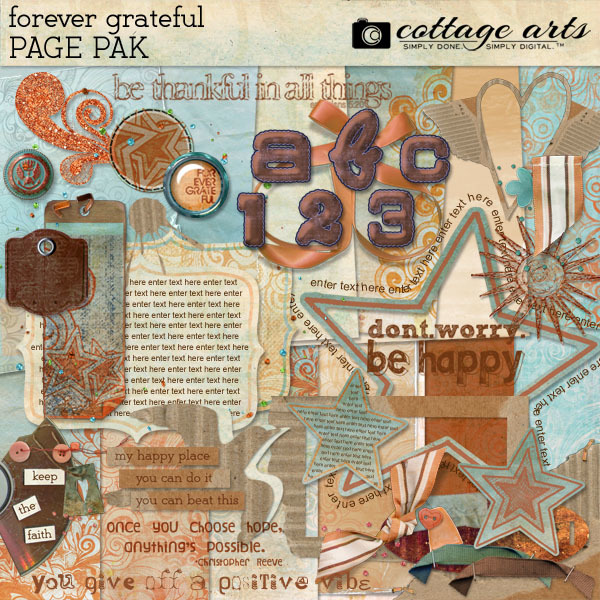 Forever Grateful Page Pak Digital Art - Digital Scrapbooking Kits