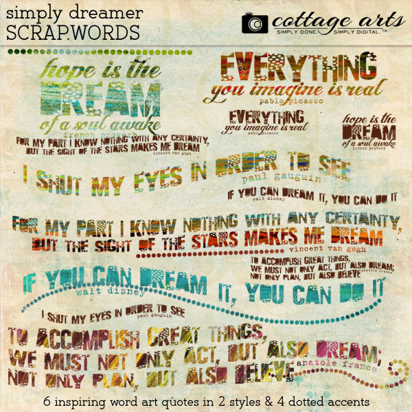 Simply Dreamer Scrap.Words Digital Art - Digital Scrapbooking Kits