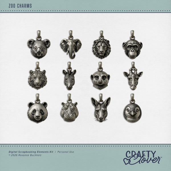 Zoo Charms Digital Art - Digital Scrapbooking Kits