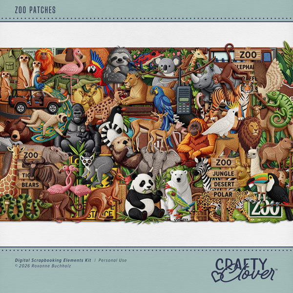 Zoo Patches Digital Art - Digital Scrapbooking Kits