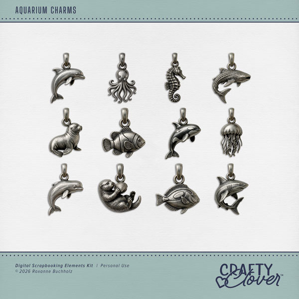 Aquarium Charms Digital Art - Digital Scrapbooking Kits