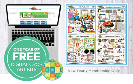 Join pixels2Pages™ with a New Yearly Membership and get one year's worth of crop kits FREE! Join pixels2Pages™ with a New Yearly Membership and get one year's worth of crop kits FREE!