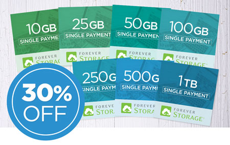 Save 30% on ALL FOREVER Storage single payments! Save 30% on ALL FOREVER Storage single payments!
