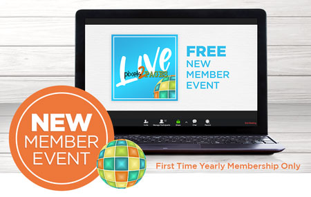 Join pixels2Pages™ with a NEW Yearly Membership and get access to an exclusive, virtual p2P Live! New Member Event! Join pixels2Pages™ with a NEW Yearly Membership and get access to an exclusive, virtual p2P Live! New Member Event!