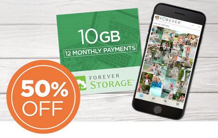 Save 50% on 10GB FOREVER Storage® payment plans! Great for New Clients! Save 50% on 10GB FOREVER Storage® payment plans! Great for New Clients!