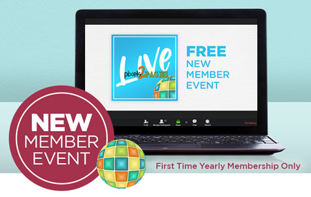 Join pixels2Pages™ with a NEW Yearly Membership and get access to an exclusive, virtual p2P Live! New Member Event! Join pixels2Pages™ with a NEW Yearly Membership and get access to an exclusive, virtual p2P Live! New Member Event!