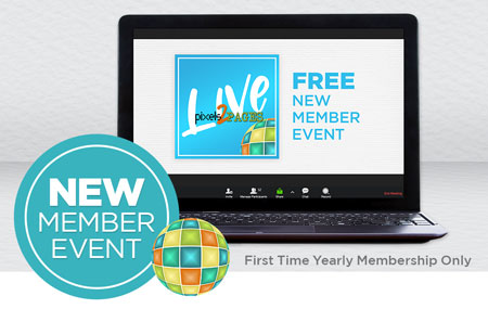 Join pixels2Pages™ with a First Time Yearly Membership and get access to a one-day p2P LIVE Event in August! Join pixels2Pages™ with a First Time Yearly Membership and get access to a one-day p2P LIVE Event in August!