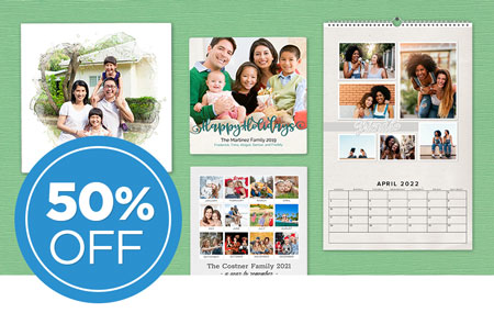Save 50% on printed wall décor and calendars! Save 50% on printed wall décor and calendars!