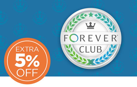 Save an EXTRA 5% on almost EVERYTHING when you join FOREVER Club! Save an EXTRA 5% on almost EVERYTHING when you join FOREVER Club!