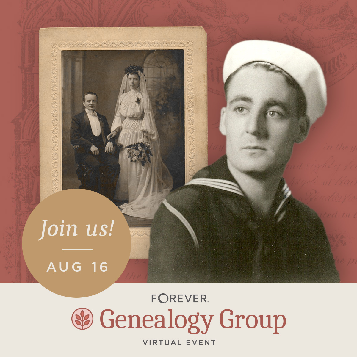 Register for our FREE Genealogy Group Virtual Event today! Join us Saturday, August 16 from 1-2:30pm ET.