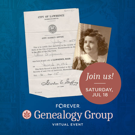 Join us for our FREE Genealogy Group Virtual Event!